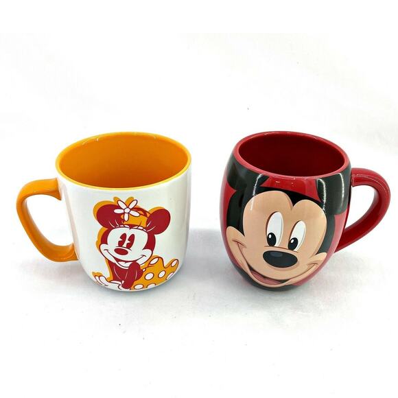 Authentic Disney Store Lot of 2 Coffee Cups Mugs Mickey Mouse & Minnie Mouse - Picture 1 of 5
